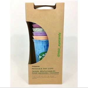 Starbucks Reusable Hot Cup Marble Collection Pack Of 6 W/Lids 16 oz Summer 2019